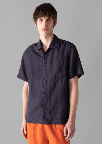 Camicia a maniche corte in lino | Ardesia