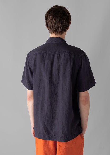Camicia a maniche corte in lino | Ardesia