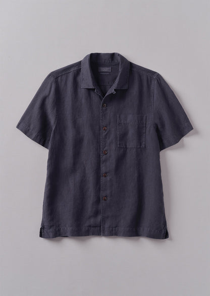 Camicia a maniche corte in lino | Ardesia