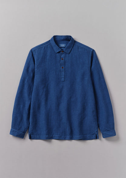 Camicia in lino con mezza abbottonatura | Cobalto