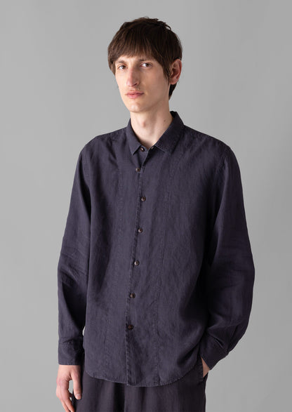 Camicia in lino con bottoni ad anello | Ardesia