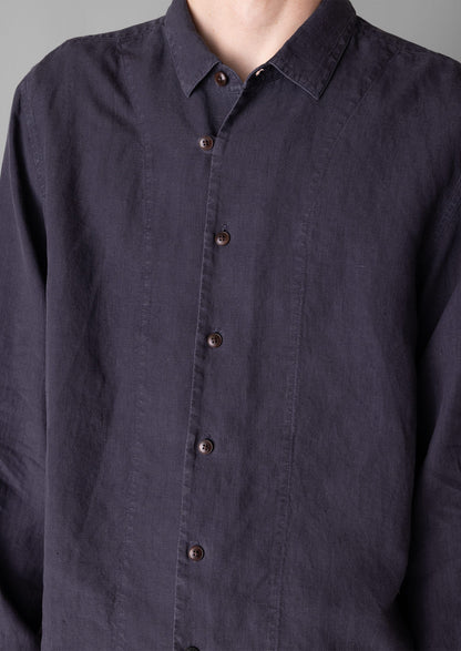 Camicia in lino con bottoni ad anello | Ardesia