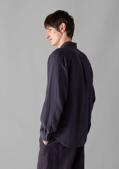 Camicia in lino con bottoni ad anello | Ardesia