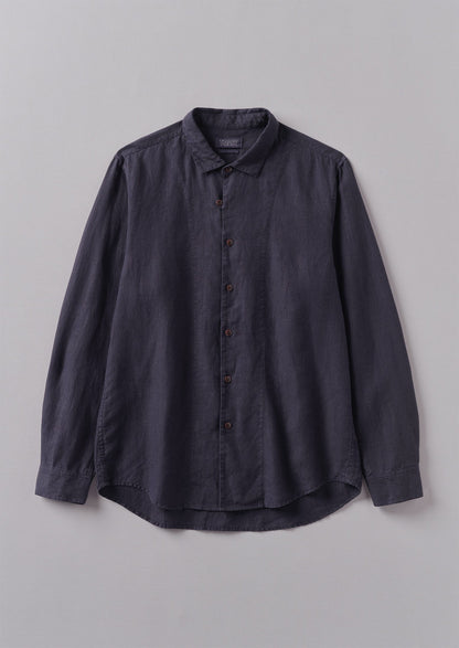 Camicia in lino con bottoni ad anello | Ardesia