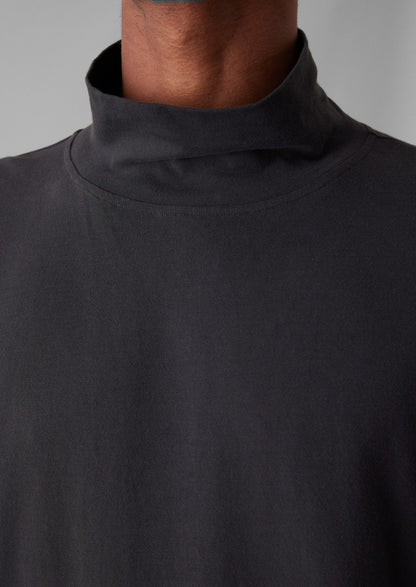 Top da salotto a collo alto in cotone spazzolato | Carbone morbido