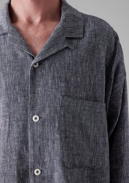 Camicia in lino e cotone inciso | Blu melange