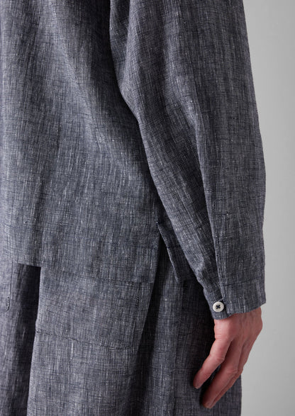 Camicia in lino e cotone inciso | Blu melange