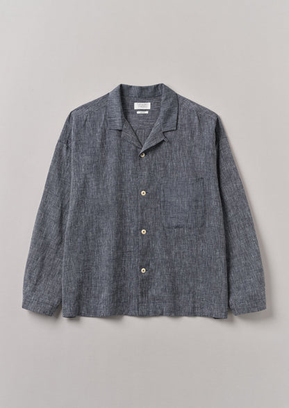 Camicia in lino e cotone inciso | Blu melange