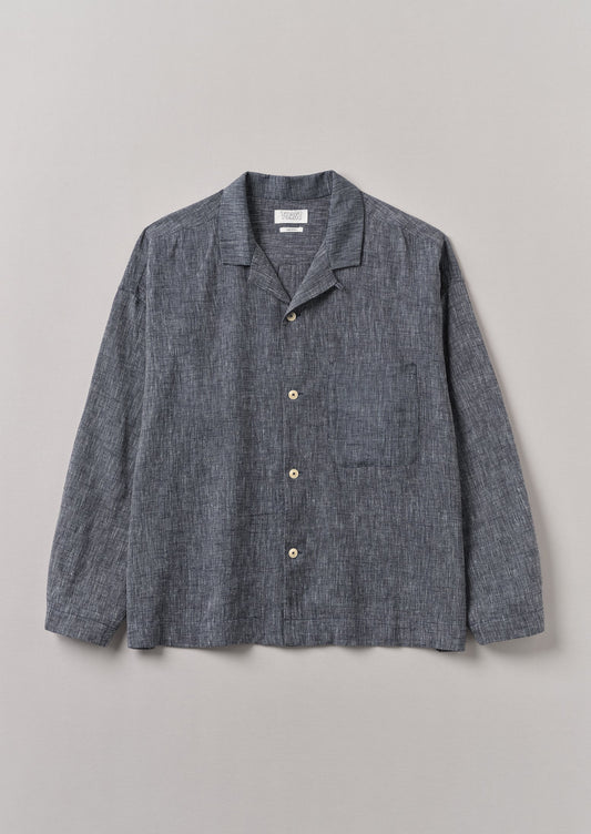 Camicia in lino e cotone inciso | Blu melange