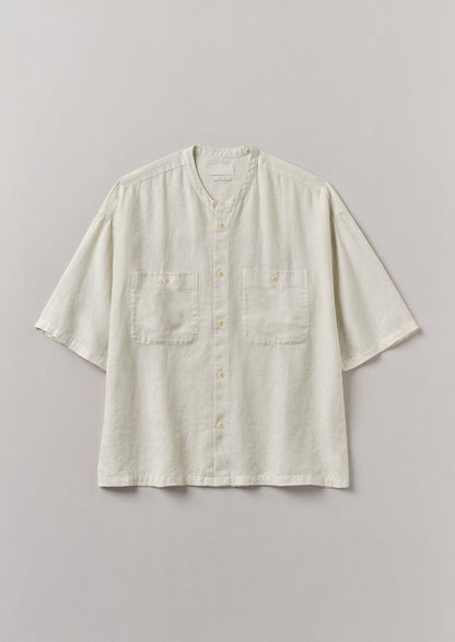 Camicia in lino tinto in capo con collo a serafino | Avena