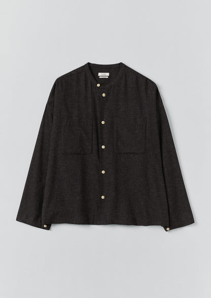 Camicia da giorno a quadri in cotone e cashmere | Nero/Ecru