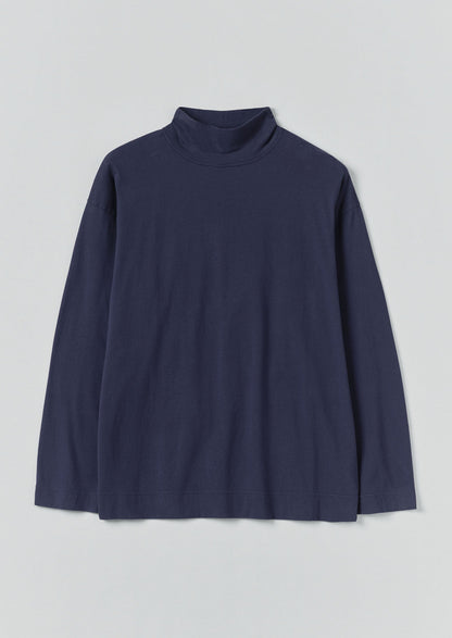 Top da salotto in cotone spazzolato con collo alto | Blu inchiostro