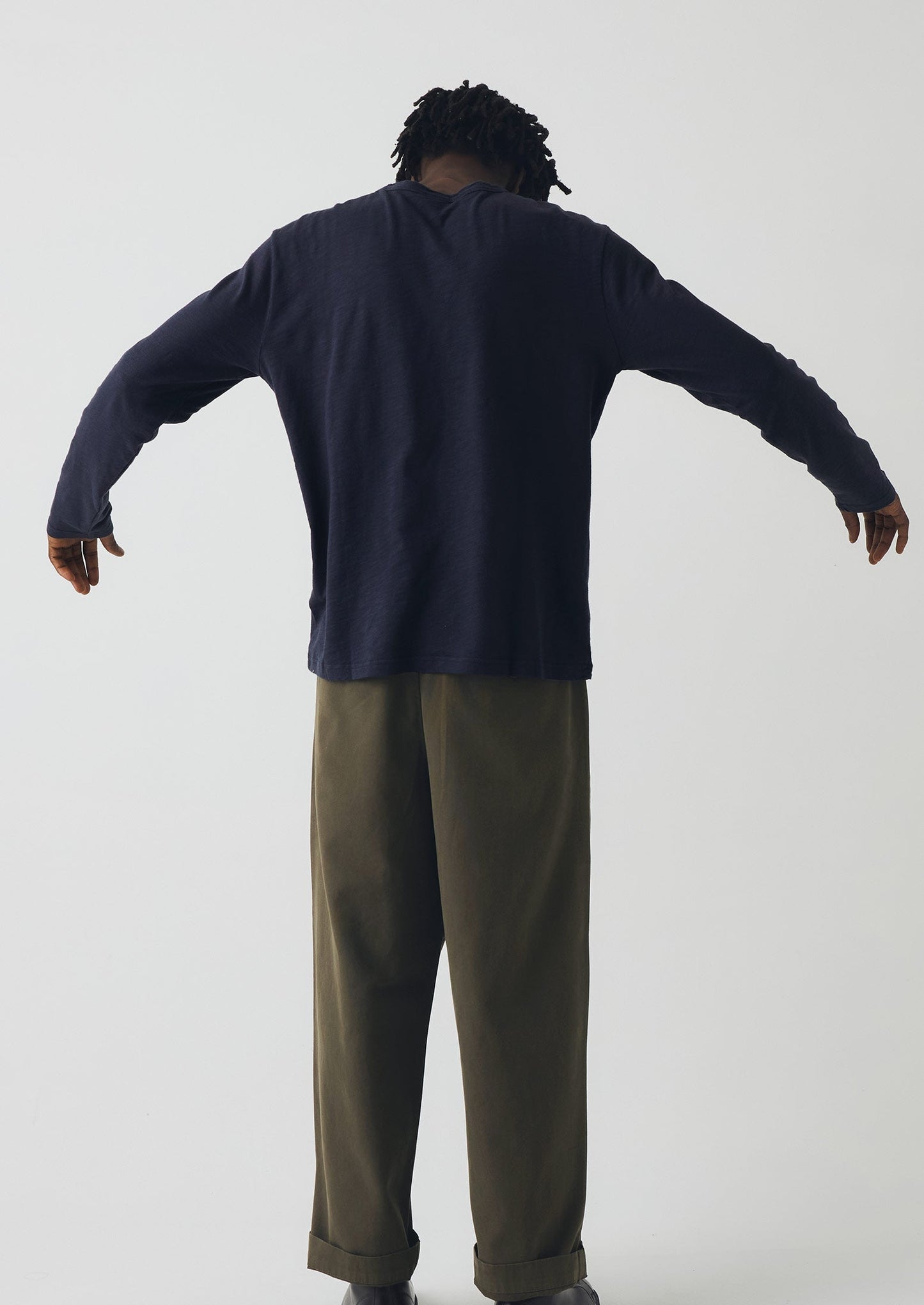 Pantaloni a gamba larga in tela di cotone Bill | Verde oliva scuro