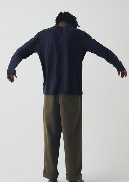 Pantaloni a gamba larga in tela di cotone Bill | Verde oliva scuro