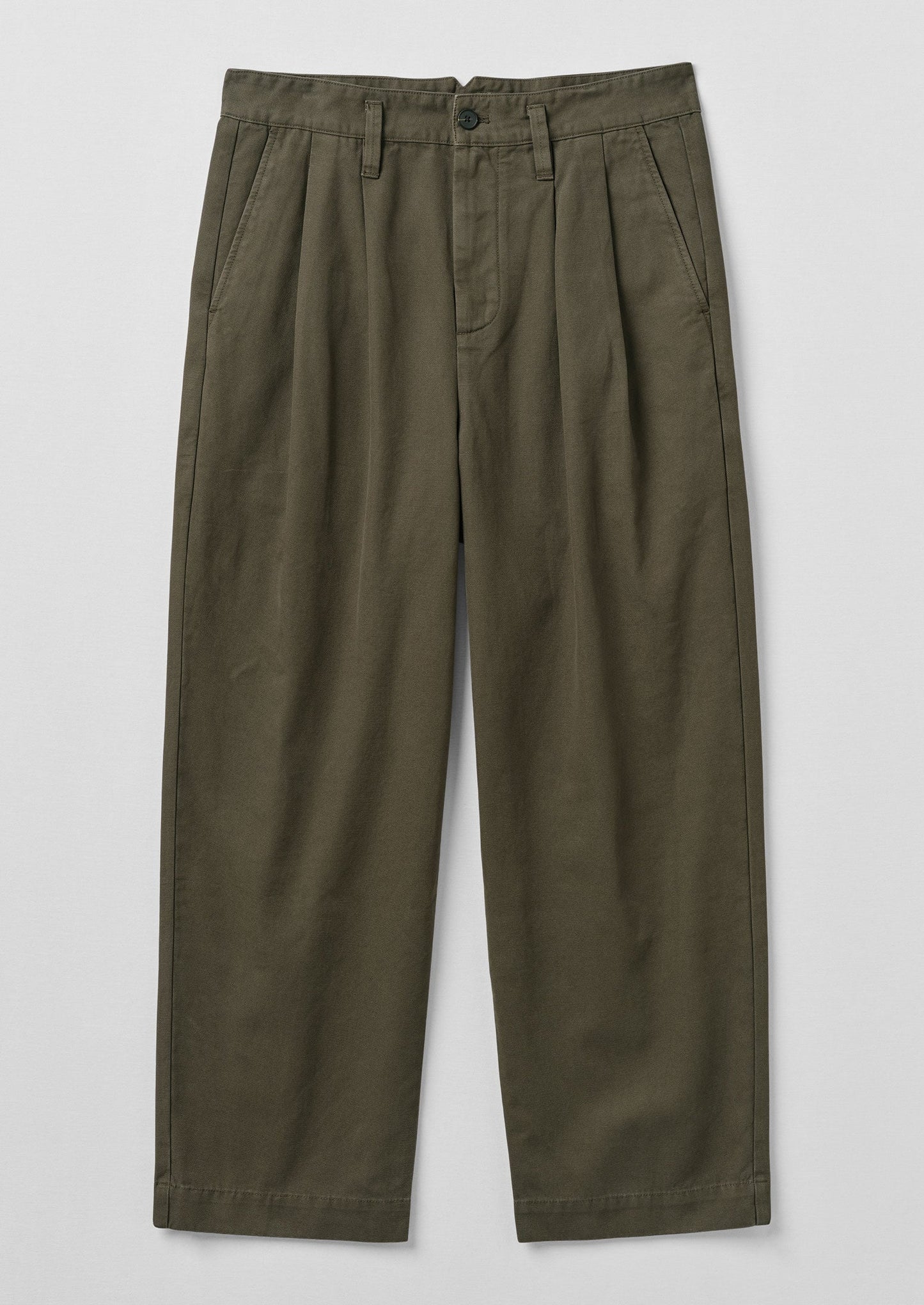 Pantaloni a gamba larga in tela di cotone Bill | Verde oliva scuro