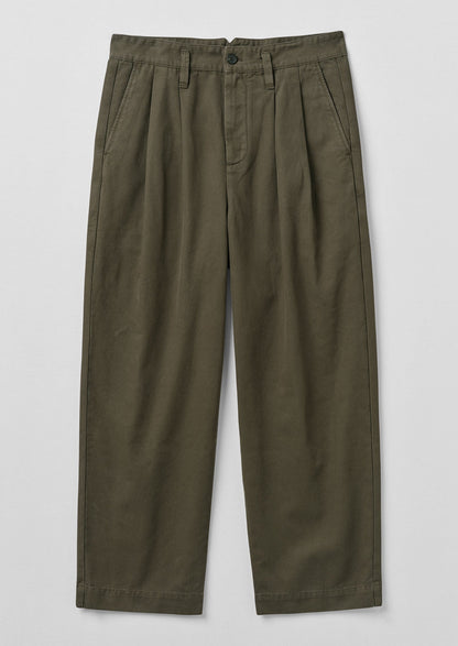 Pantaloni a gamba larga in tela di cotone Bill | Verde oliva scuro