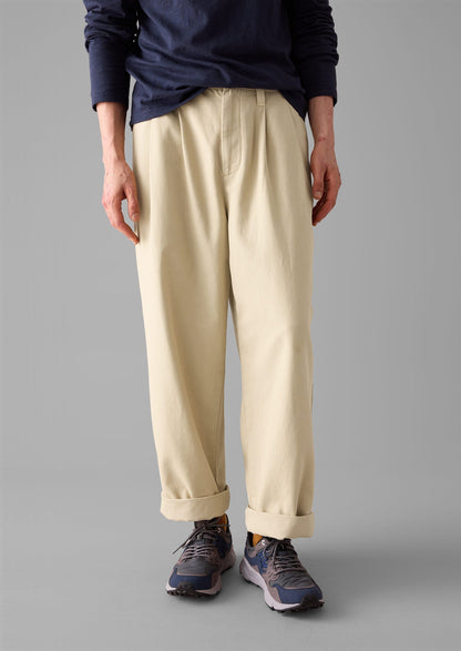 Pantaloni a gamba larga in tela di cotone Bill | Pietra