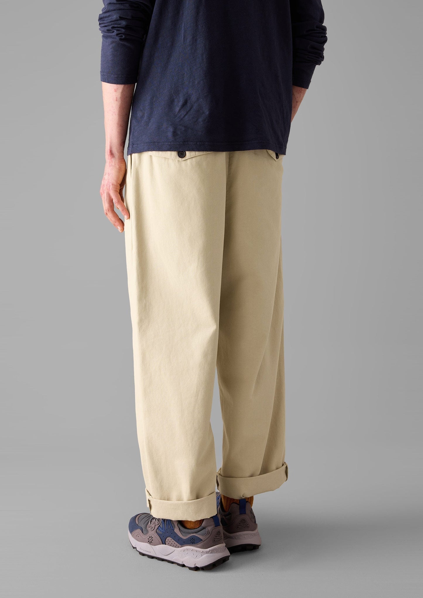 Pantaloni a gamba larga in tela di cotone Bill | Pietra