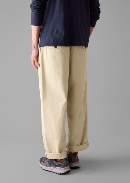 Pantaloni a gamba larga in tela di cotone Bill | Pietra