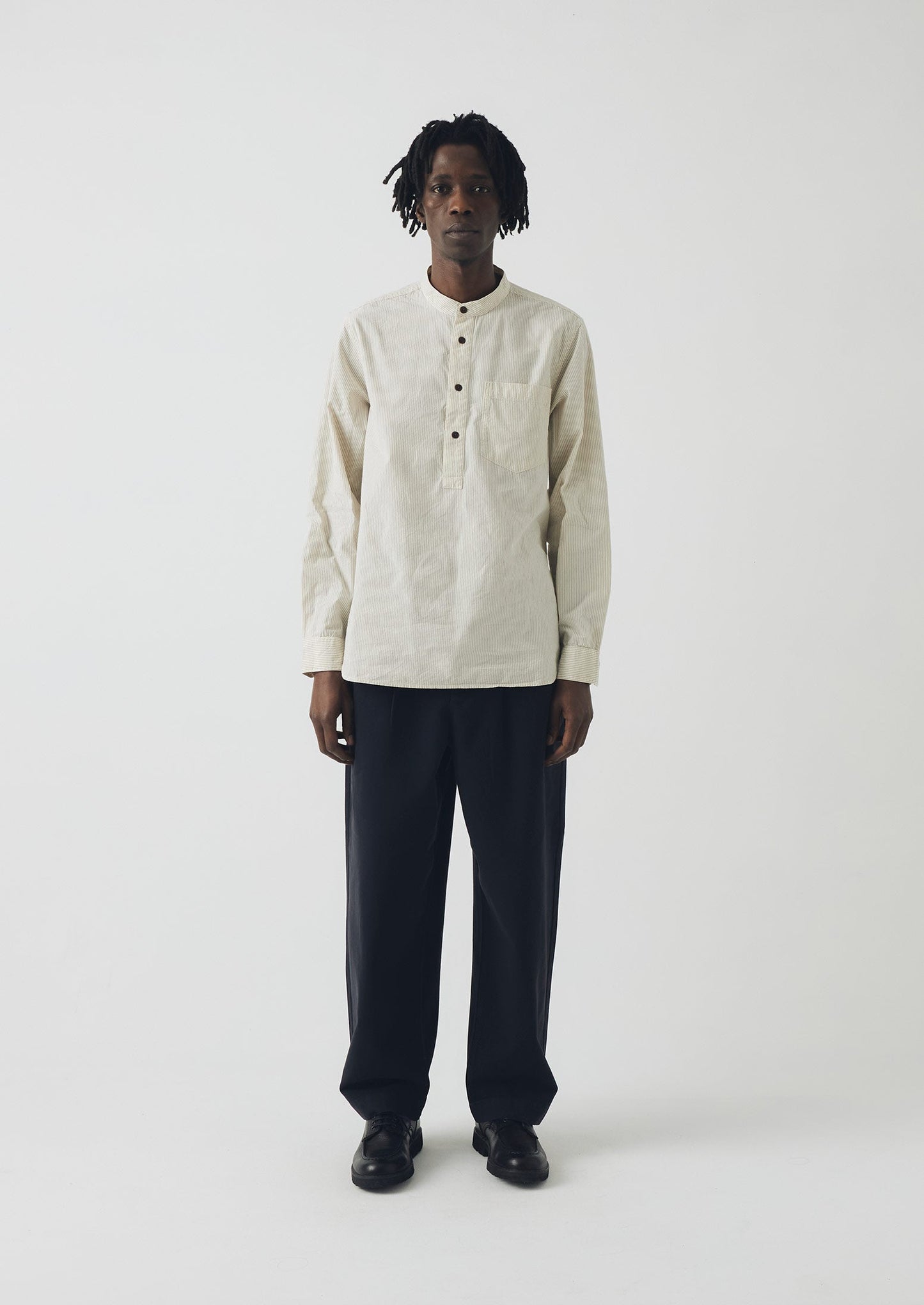 Pantaloni a gamba larga in tela di cotone Bill | Blu navy scuro