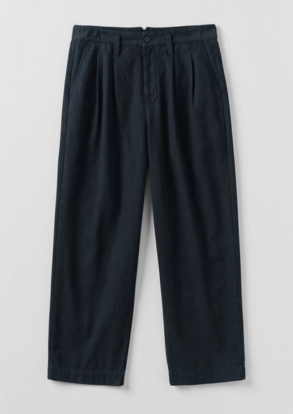 Pantaloni a gamba larga in tela di cotone Bill | Blu navy scuro