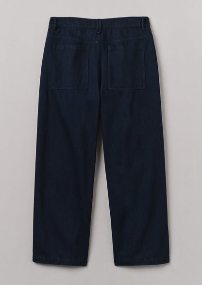 Pantaloni a gamba larga in denim giapponese | Indaco