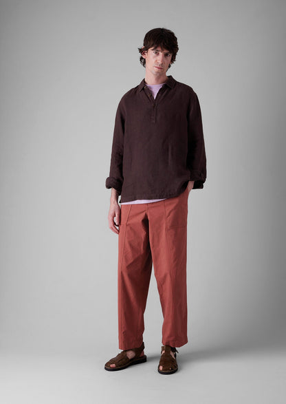 Pantaloni da lavoro in cotone e lino | Rosso mattone