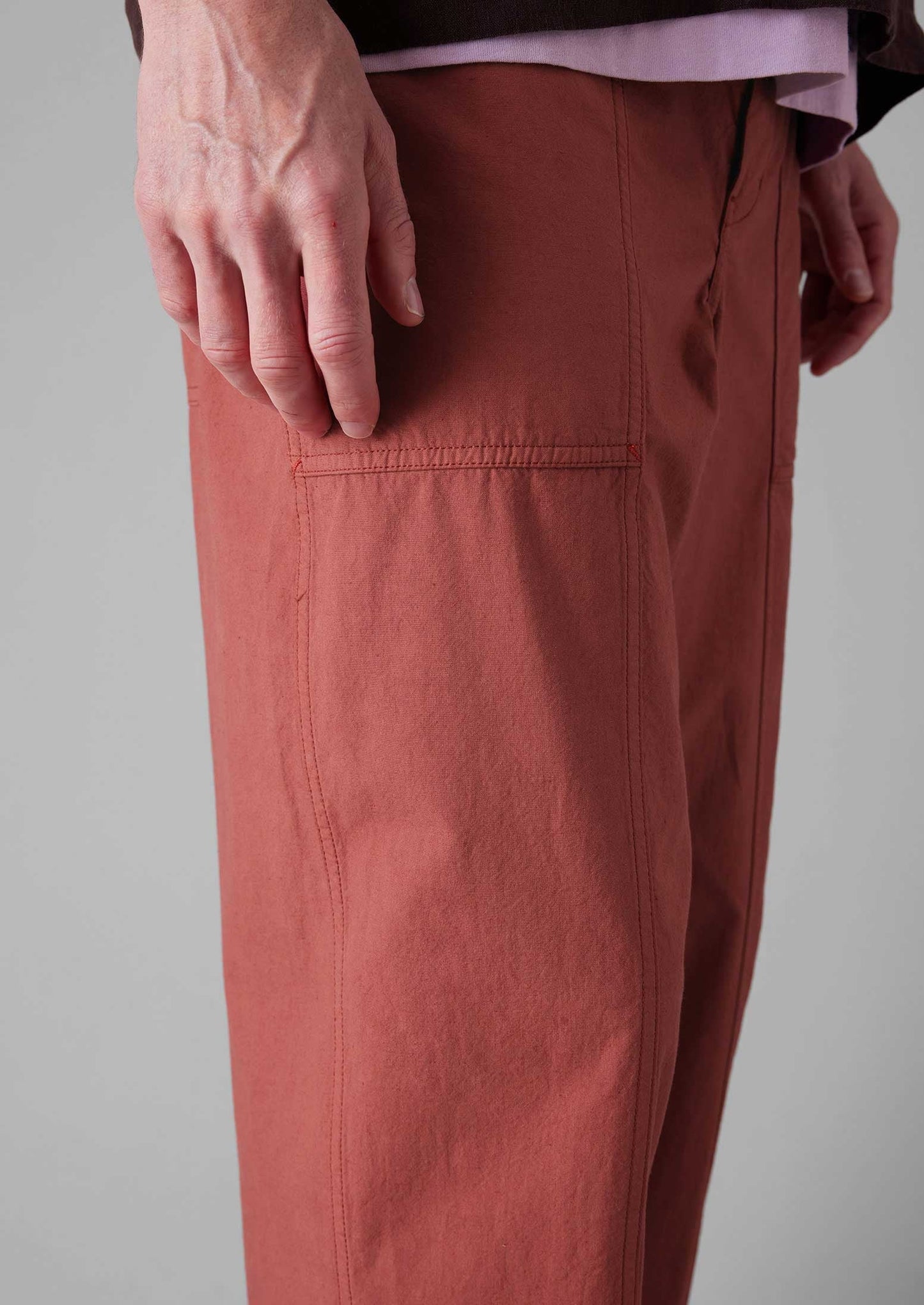 Pantaloni da lavoro in cotone e lino | Rosso mattone