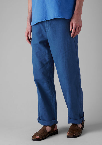Pantaloni Rory in cotone e lino con coulisse | Indaco lavato