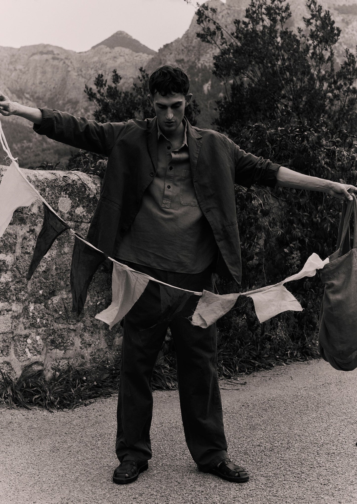 Pantaloni Rory in cotone e lino con coulisse | Indaco lavato