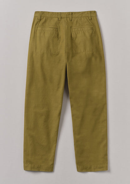 Pantaloni in cotone con pieghe Otto | Verde oliva caldo