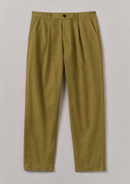 Pantaloni in cotone con pieghe Otto | Verde oliva caldo