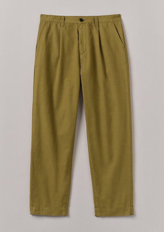 Pantaloni in cotone con pieghe Otto | Verde oliva caldo