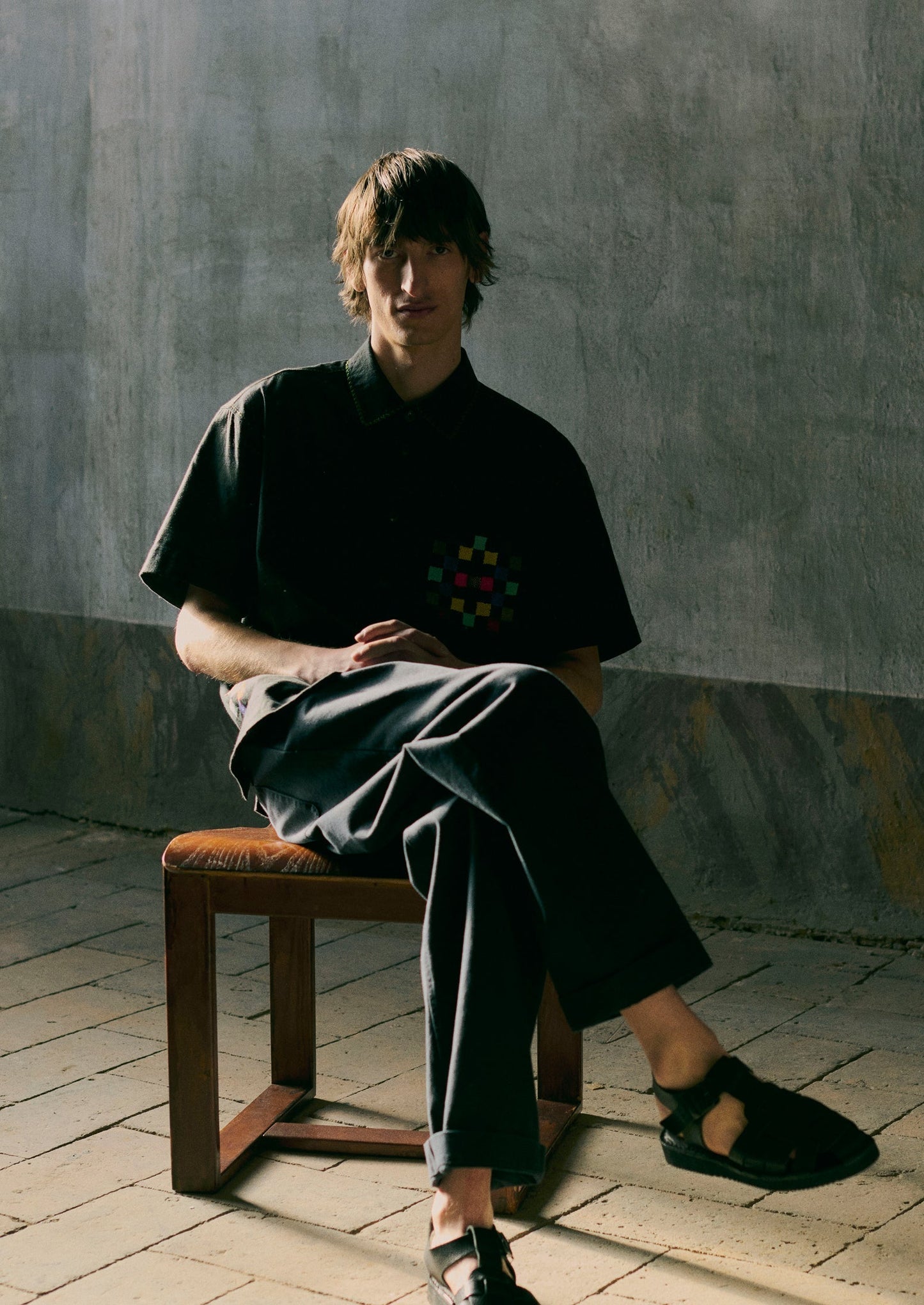 Pantaloni in tela di cotone Rory | Ardesia