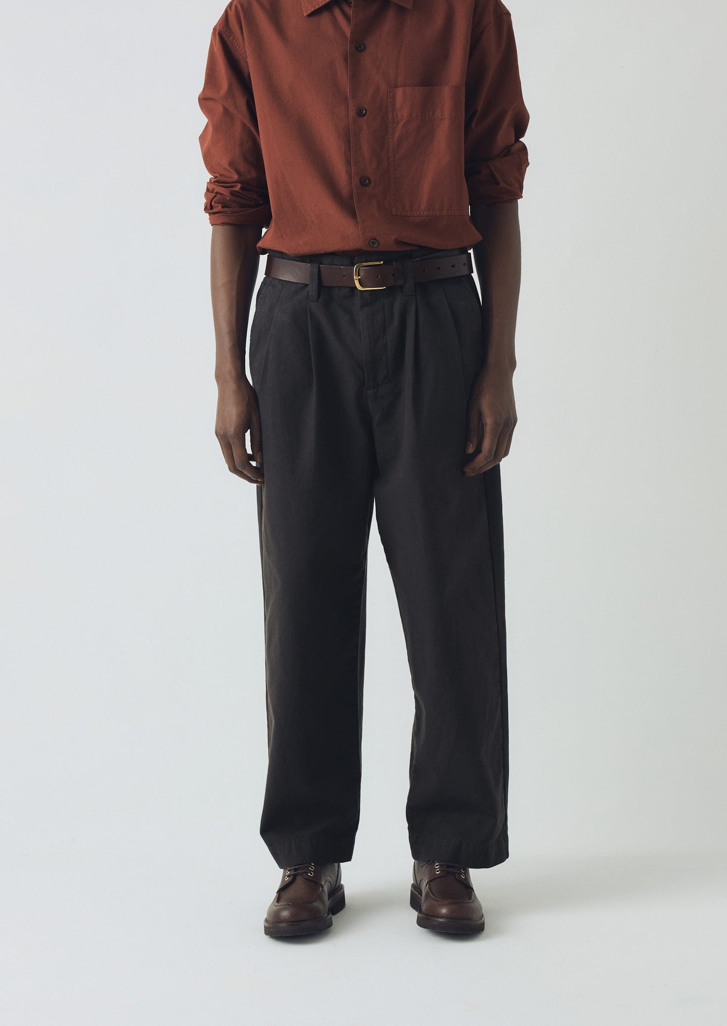 Pantaloni a gamba larga in tela di cotone Bill | Nero morbido