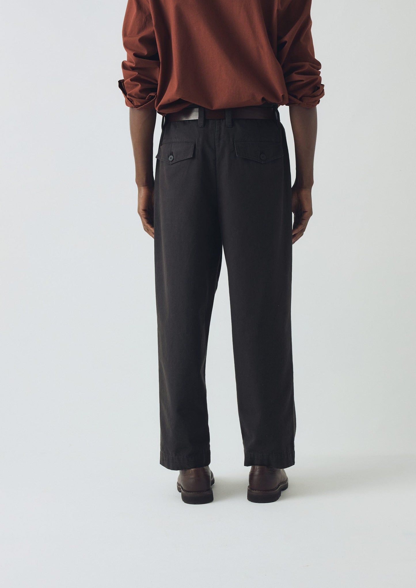 Pantaloni a gamba larga in tela di cotone Bill | Nero morbido