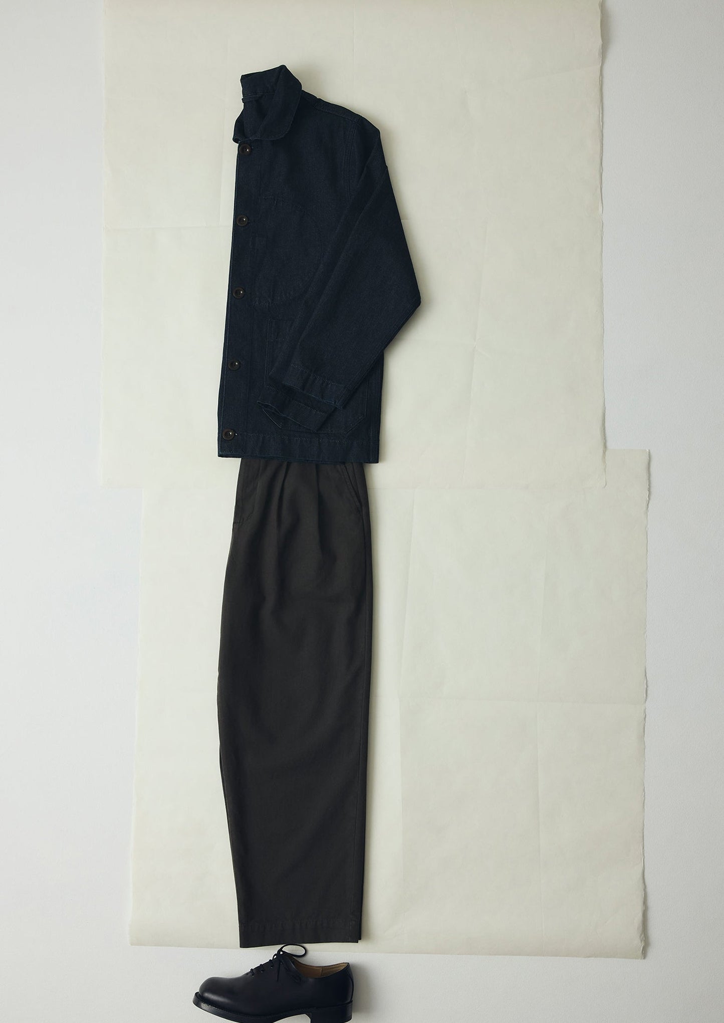 Pantaloni a gamba larga in tela di cotone Bill | Nero morbido