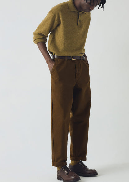 Pantaloni in twill di cotone tinto in capo | Bronzo