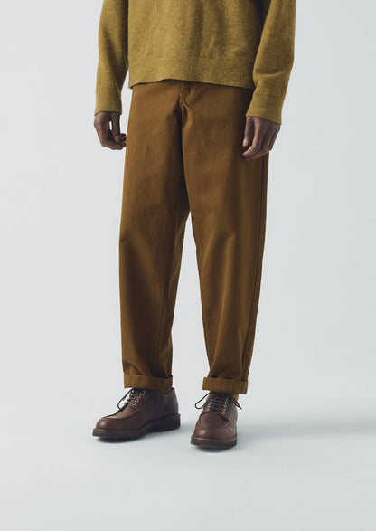 Pantaloni in twill di cotone tinto in capo | Bronzo