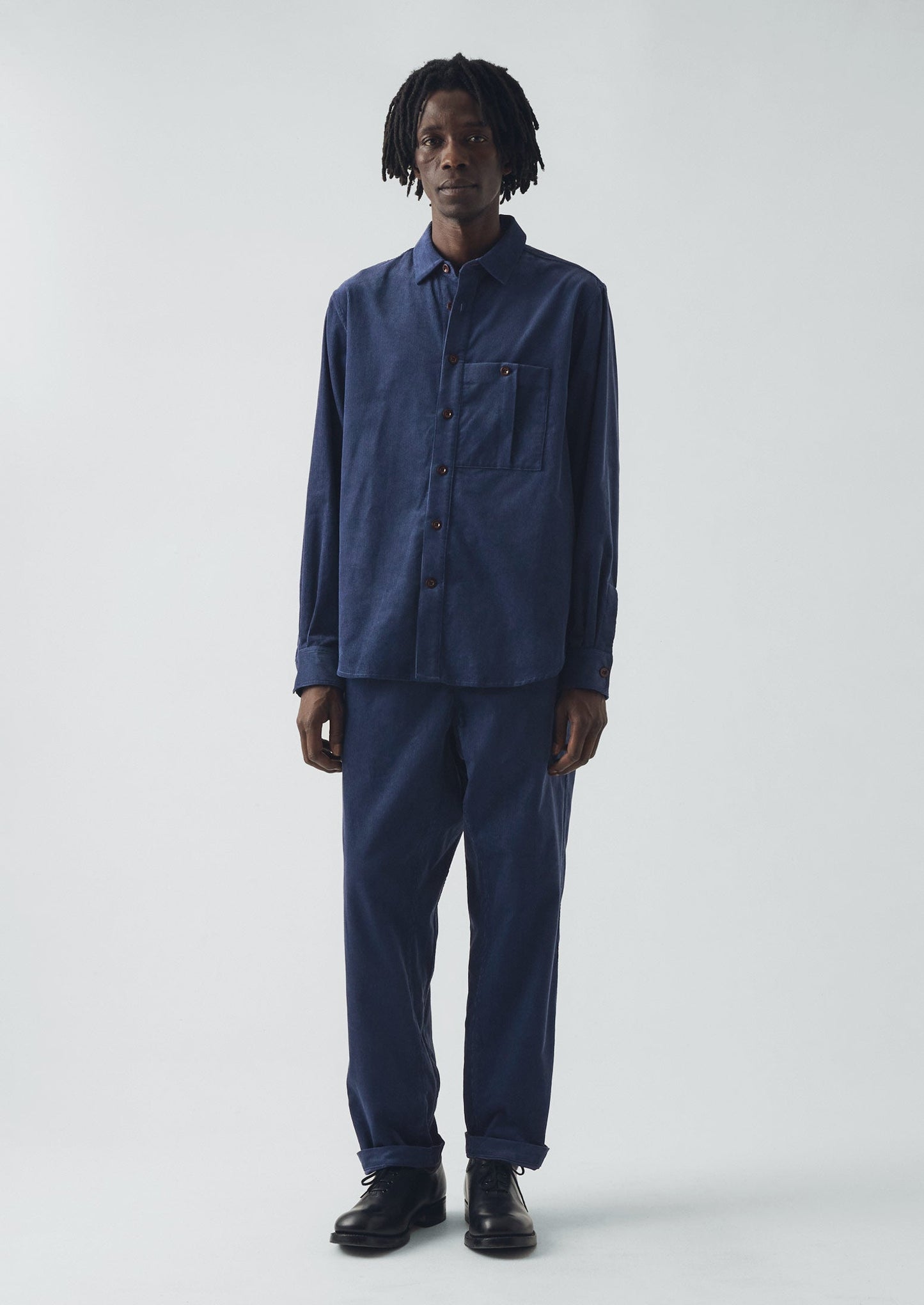 Pantaloni con coulisse in velluto a coste biologico | Blu denim