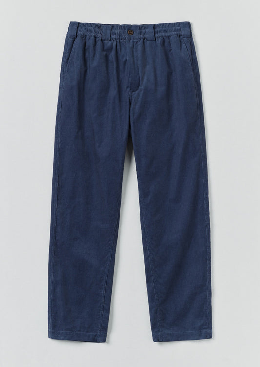 Pantaloni con coulisse in velluto a coste biologico | Blu denim