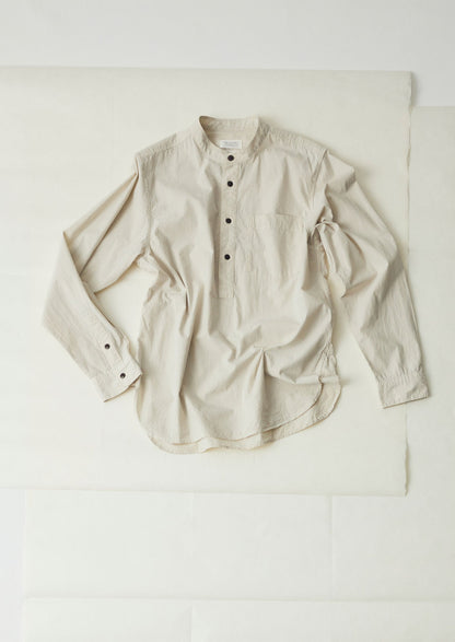 Maglione a righe con colletto alla coreana | Blu sbiadito dal sole