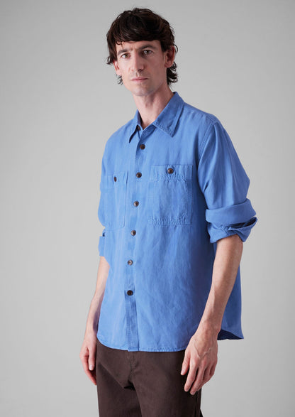 Camicia con tasca applicata tinta in capo | Baja Blue