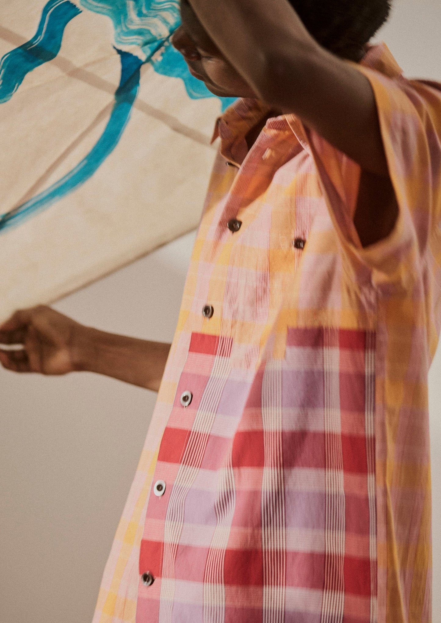 Camicia in cotone a quadri con pannelli | Multicolore