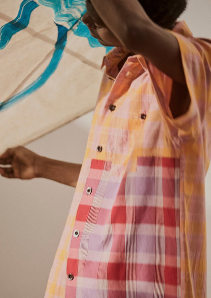 Camicia in cotone a quadri con pannelli | Multicolore