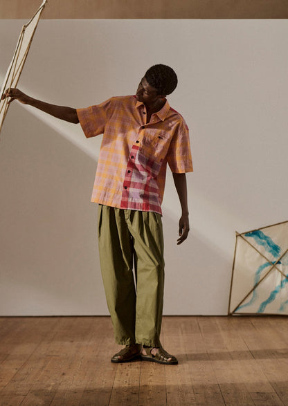 Camicia in cotone a quadri con pannelli | Multicolore