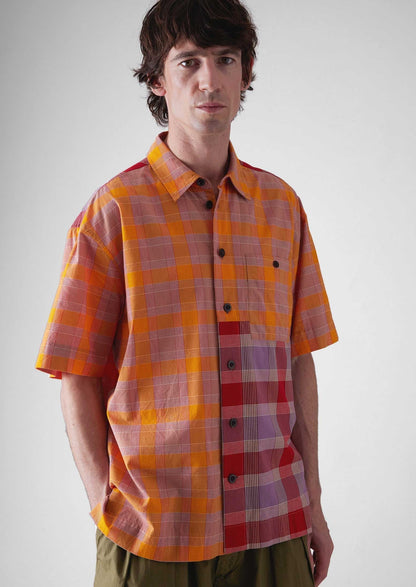 Camicia in cotone a quadri con pannelli | Multicolore