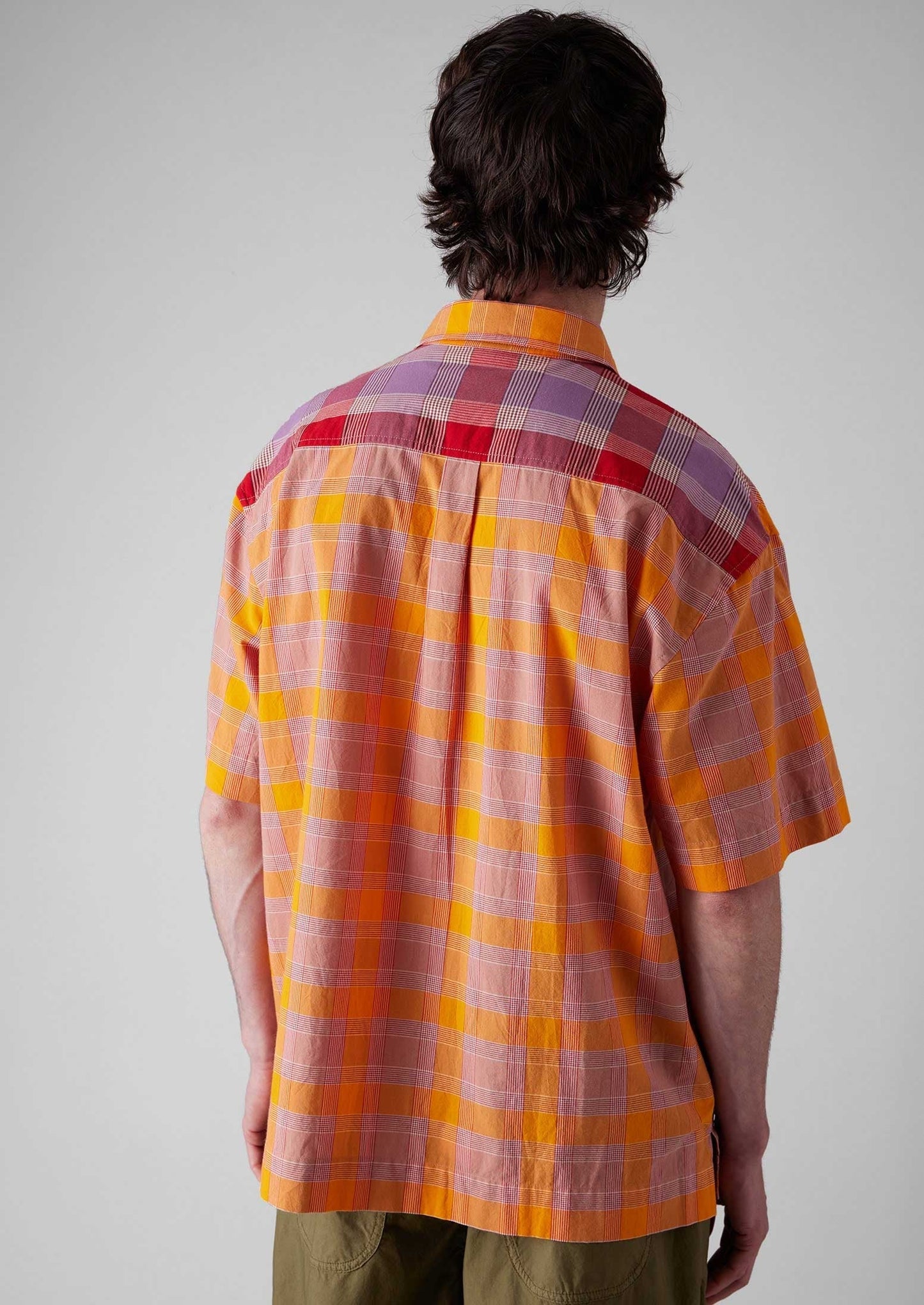 Camicia in cotone a quadri con pannelli | Multicolore