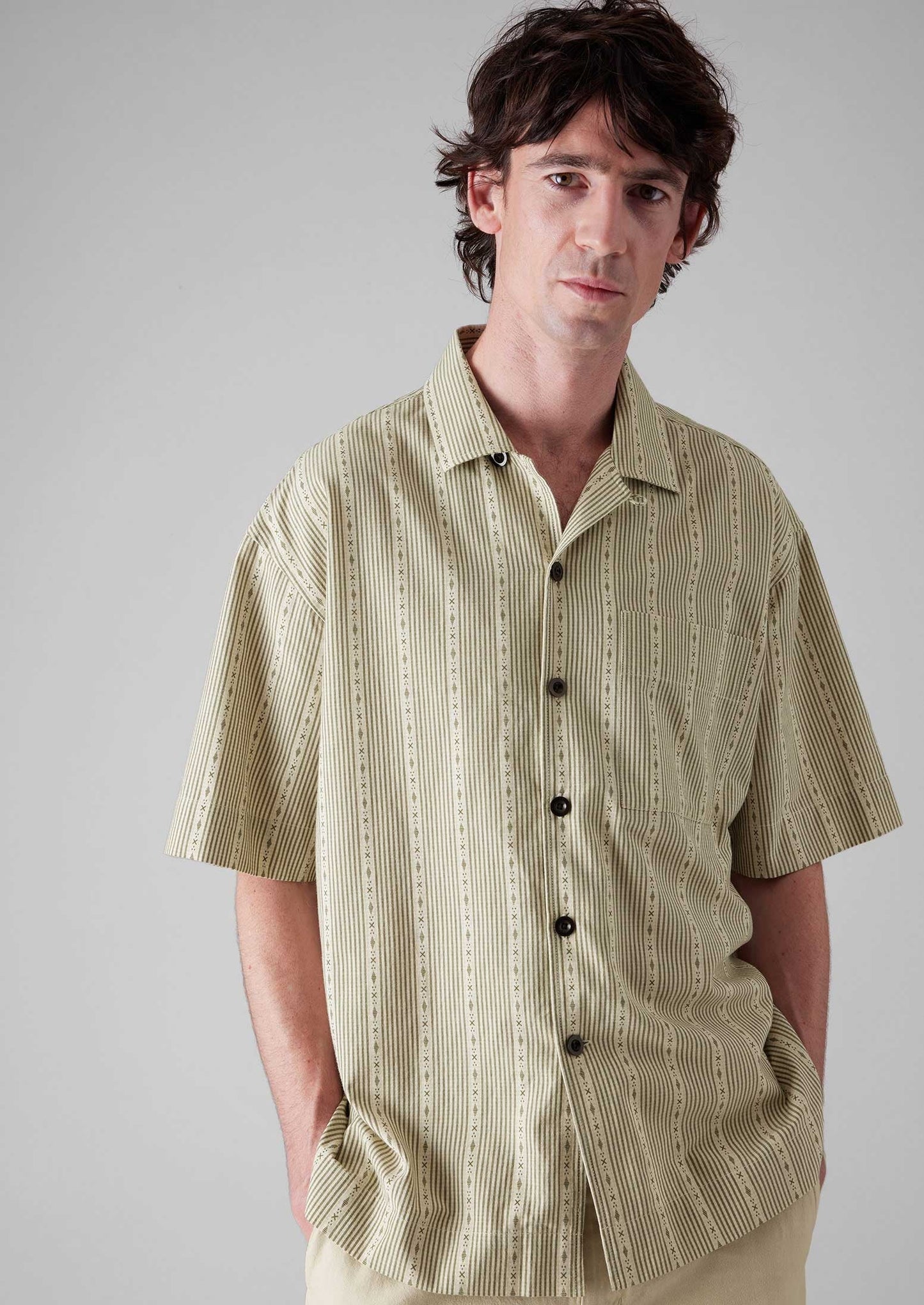 Camicia in cotone a righe Kite | Oliva