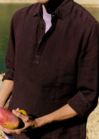 Camicia in lino con mezza abbottonatura | Rich Earth